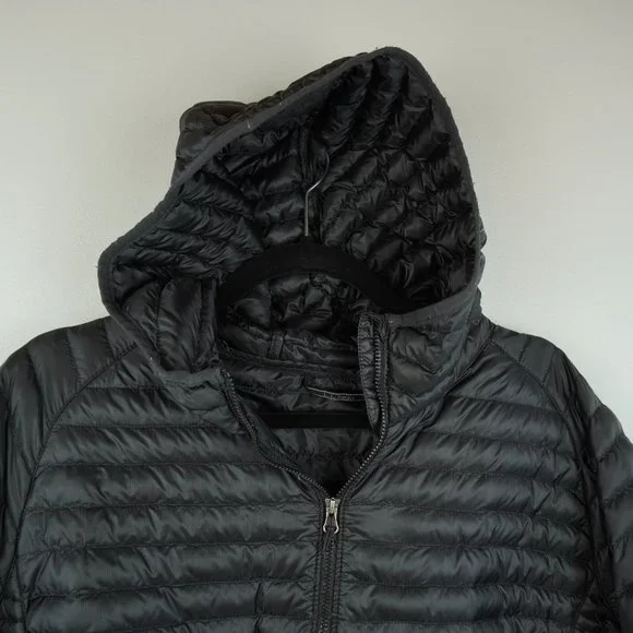 LL Bean Black Quilted Downtek Water Repellent Lightweight Hooded‎ Jacket